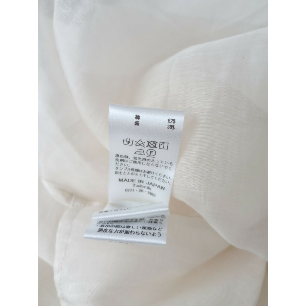 Tabrik タブリク cotton silk organzy shirtコットンシルク オーガンジーシアー シャツドレスワンピースアンティークリボン アイボリー【中古】