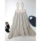 cavane キャヴァネ Jumper tuck-skirt サロペット ロング スカート リネン 生成り【中古】