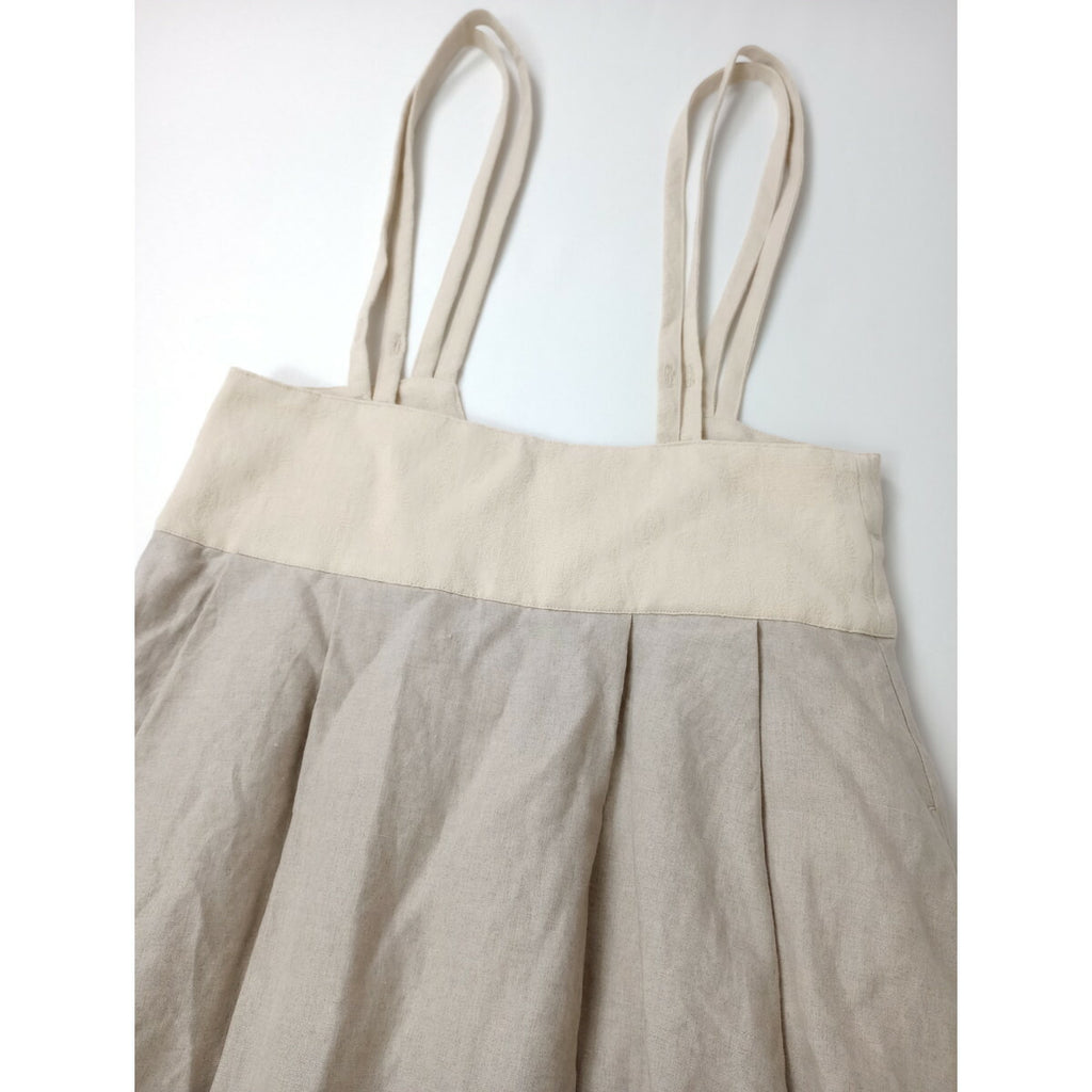 cavane キャヴァネ Jumper tuck-skirt サロペット ロング スカート リネン 生成り【中古】