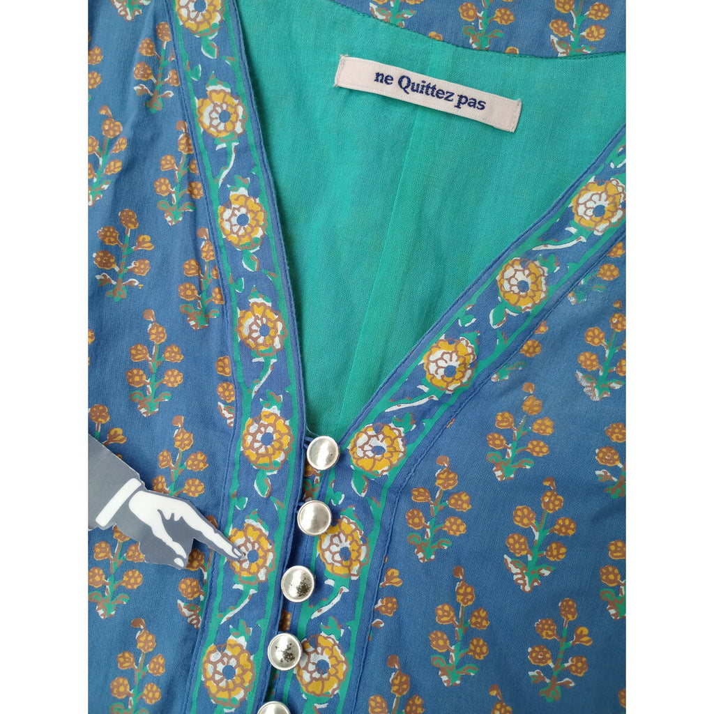 ne Quittez pas ヌキテパ ETHNIC PRINT PANEL DRESS 花柄 ロング ドレス ワンピース ブルー グリーン