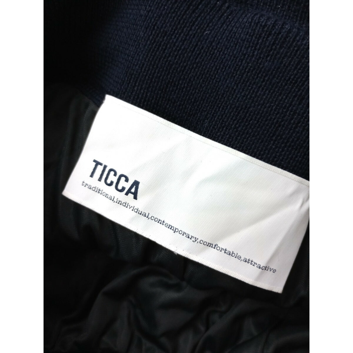 TICCA ティッカ ニット ギャザースカート ロング ネイビー ウール 毛 100％ ネイビー F【中古】