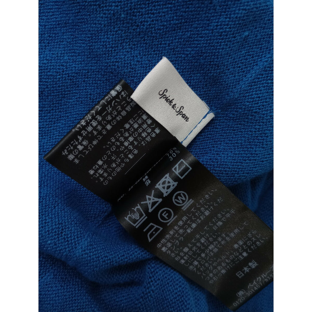 25SS Spick & Spanスピックアンドスパン ギマコットンフレンチ スリーブプルオーバー コットン リネン ニット トップス ベスト 青 ブルー【中古】