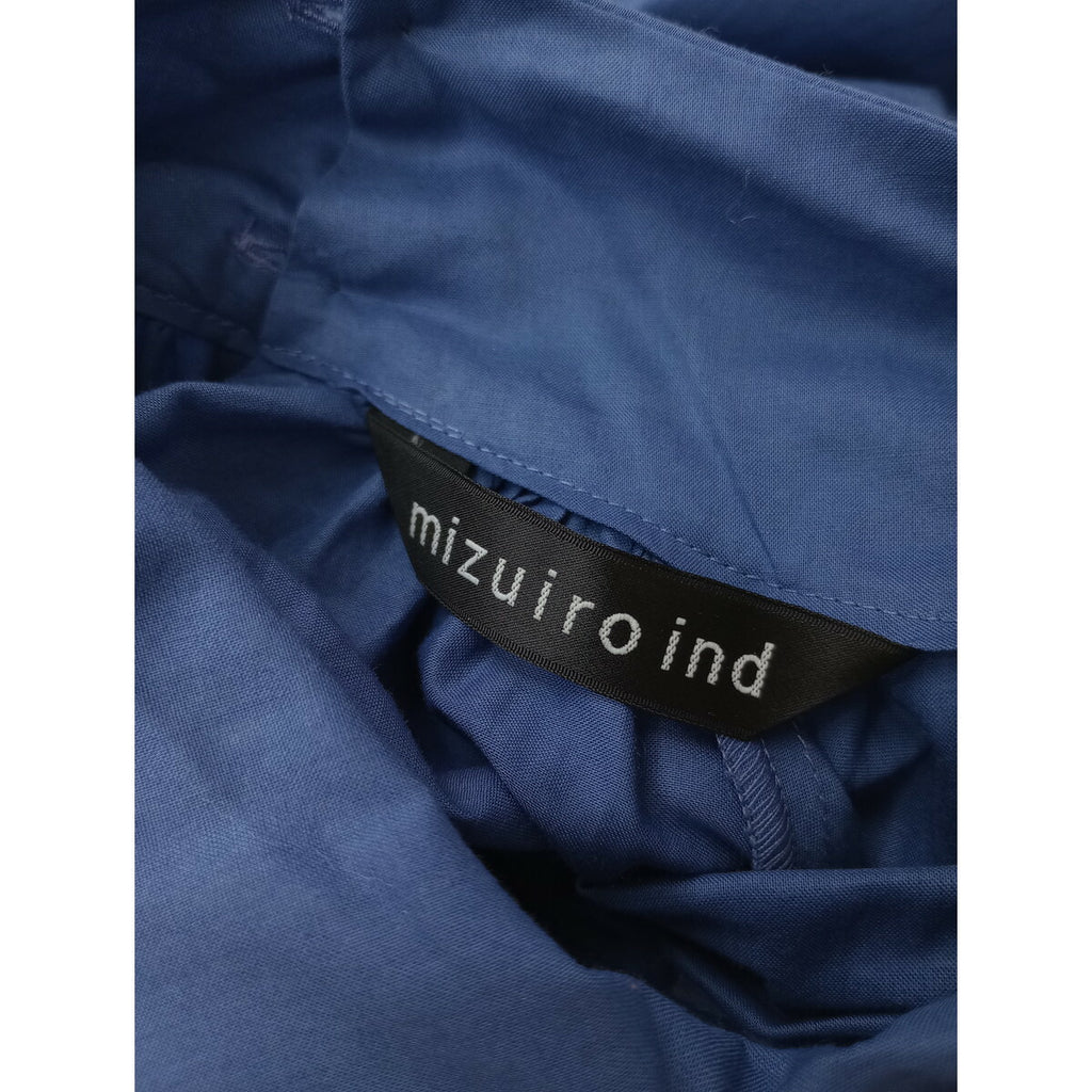 mizuiro ind ミズイロインド コットン 綿 100％ ギャザー ネック プルオーバー 長袖 ブラウス シャツ トップス ブルー【中古】