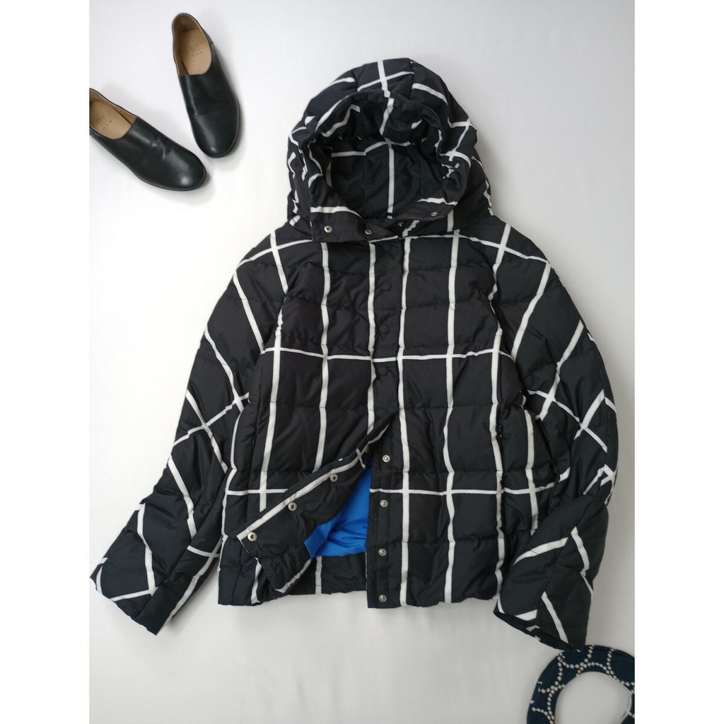 Marimekko マリメッコ ダウン ジャケット 白黒 XS (17M＋0106)【中古】
