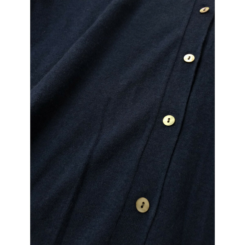 mizuiro ind ミズイロインド knitted stand collar shirt OP ウール 毛 混 長袖 ニット ワンピース カーディガン ブルー 青 ネイビー【中古】