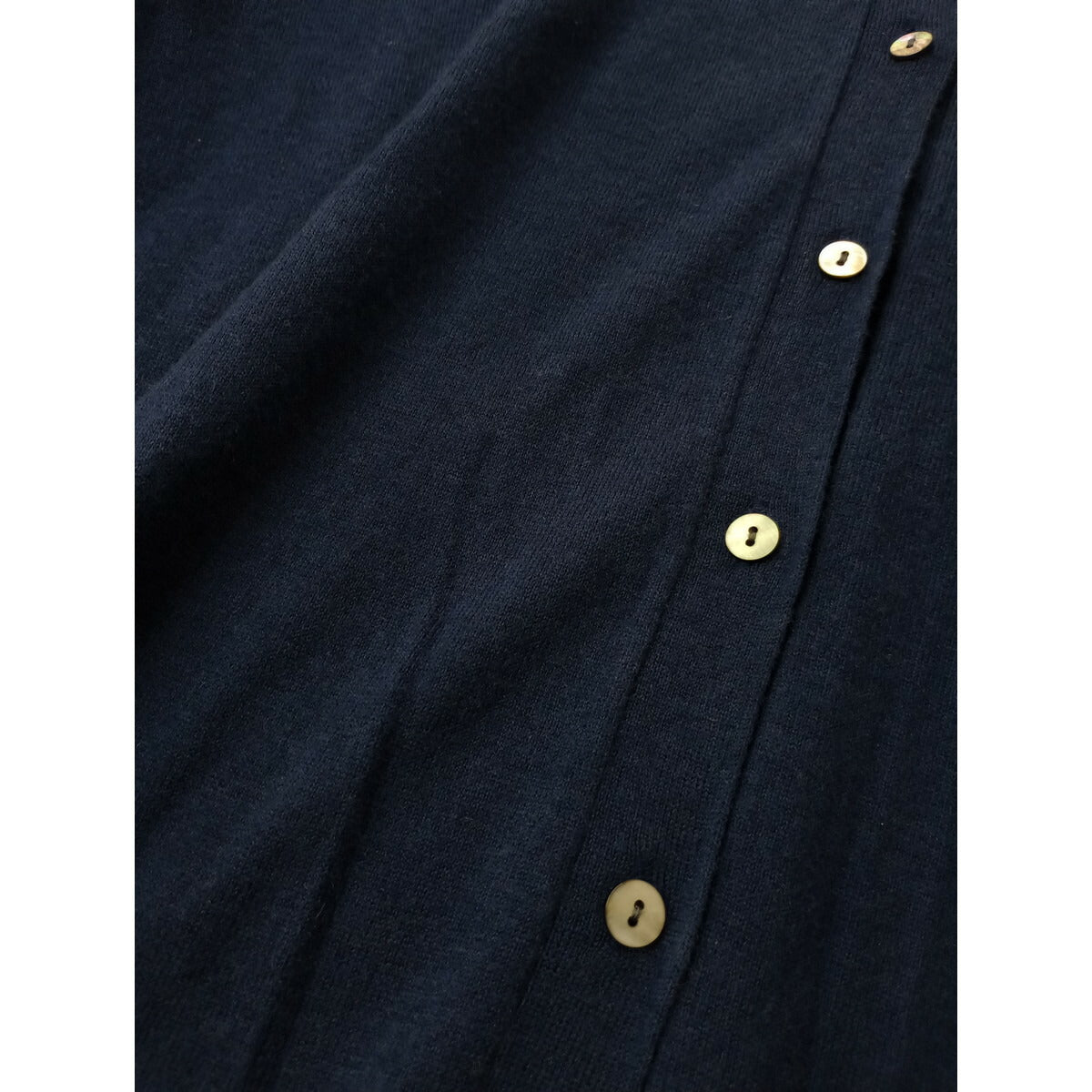 mizuiro ind ミズイロインド knitted stand collar shirt OP ウール 毛 混 長袖 ニット ワンピース カーディガン ブルー 青 ネイビー【中古】