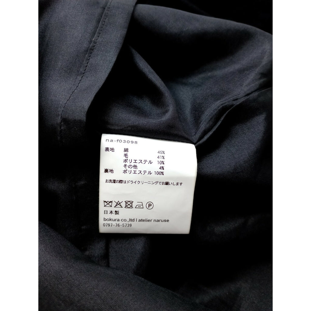 atelier naruse アトリエナルセ コットン ウール Vネック ヘリンボーンジャンパースカートワンピース 黒 ブラック 黒 ブラック (17M＋0475)【中古】
