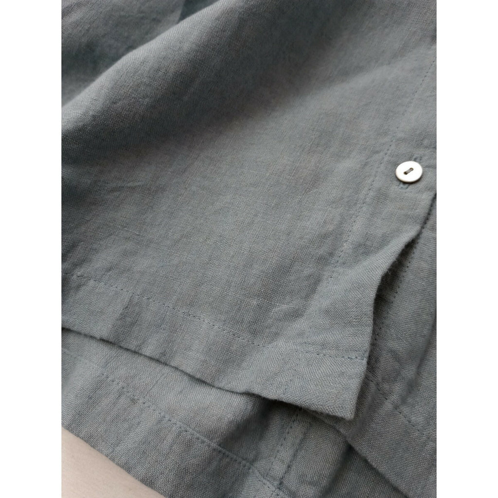 24SS evam eva エヴァムエヴァ リネン 麻 100％ ブルー シャツ 長袖 ブラウス M【中古】