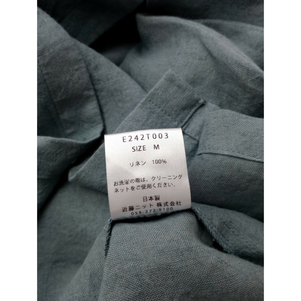 24SS evam eva エヴァムエヴァ リネン 麻 100％ ブルー シャツ 長袖 ブラウス M【中古】