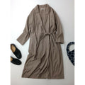 evam eva vie エヴァムエヴァ ヴィー shawl collar robe ショールカラー ローブ カーディガン 羽織 ウール 毛 100％ ブラウン ベージュ【中古】