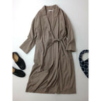 evam eva vie エヴァムエヴァ ヴィー shawl collar robe ショールカラー ローブ カーディガン 羽織 ウール 毛 100％ ブラウン ベージュ【中古】