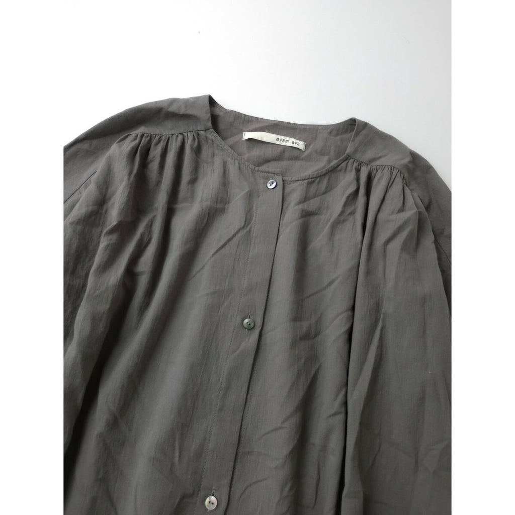 24SS evam eva エヴァムエヴァ コットン ギャザー ワンピース グレー【中古】