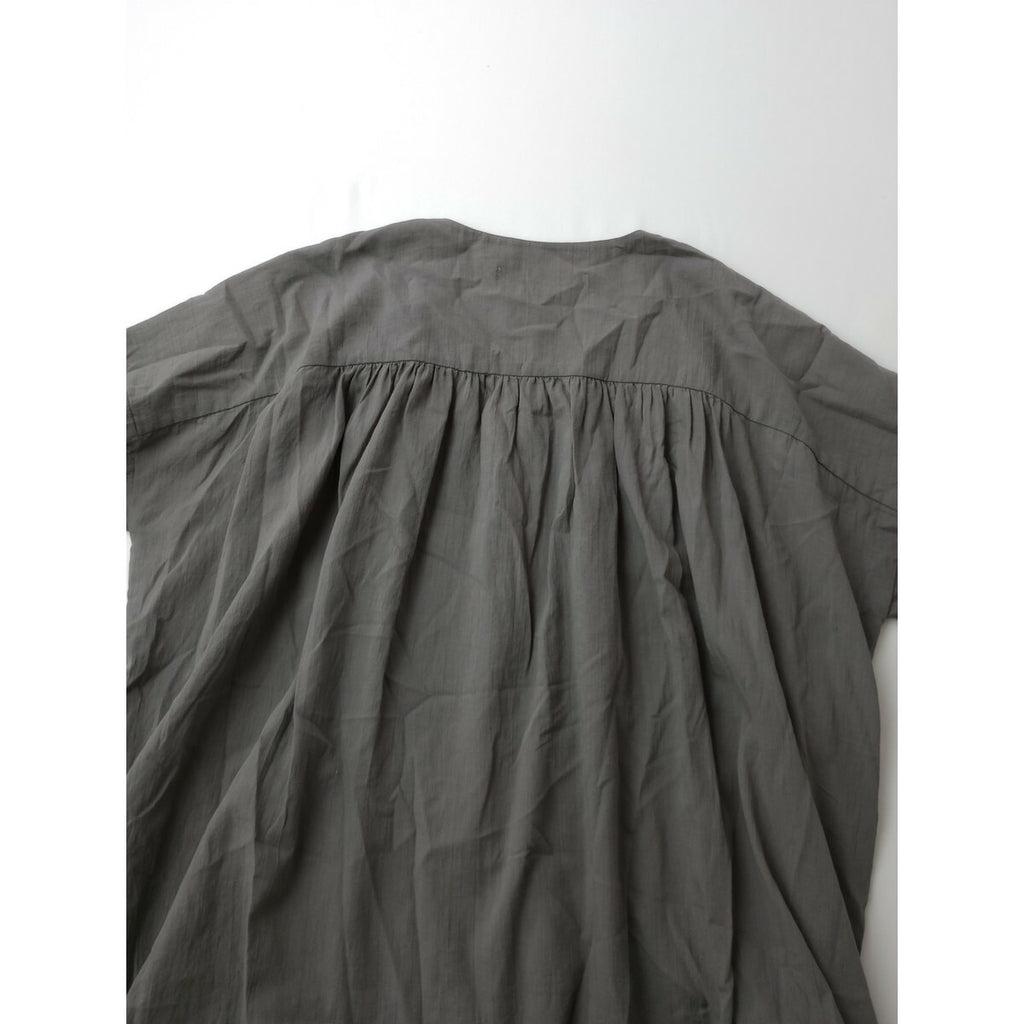24SS evam eva エヴァムエヴァ コットン ギャザー ワンピース グレー【中古】