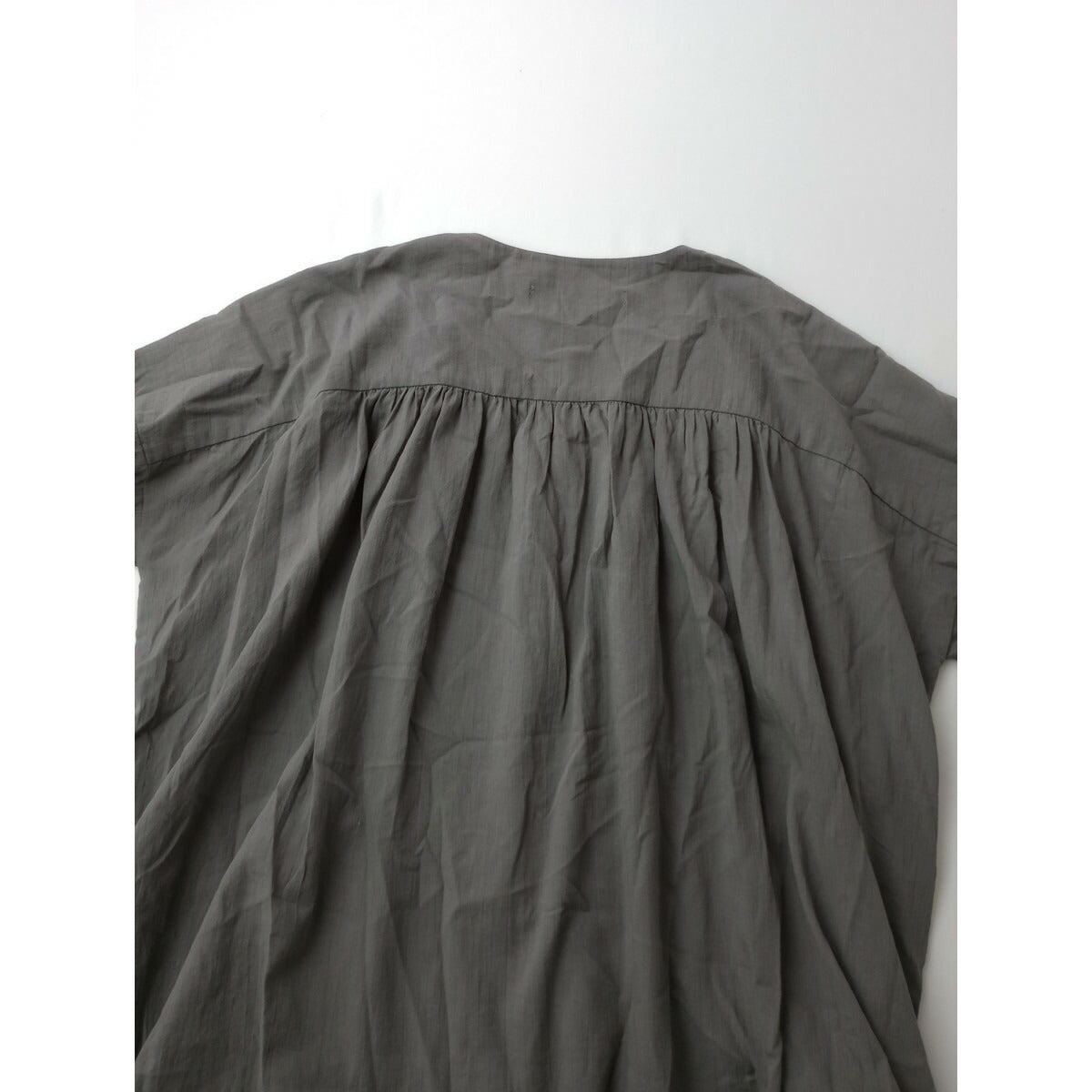 24SS evam eva エヴァムエヴァ コットン ギャザー ワンピース グレー【中古】