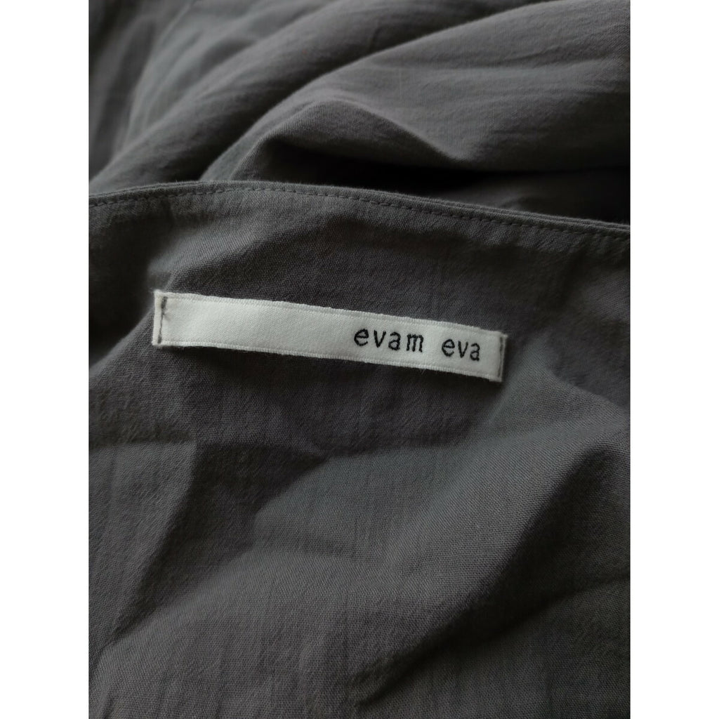 24SS evam eva エヴァムエヴァ コットン ギャザー ワンピース グレー【中古】