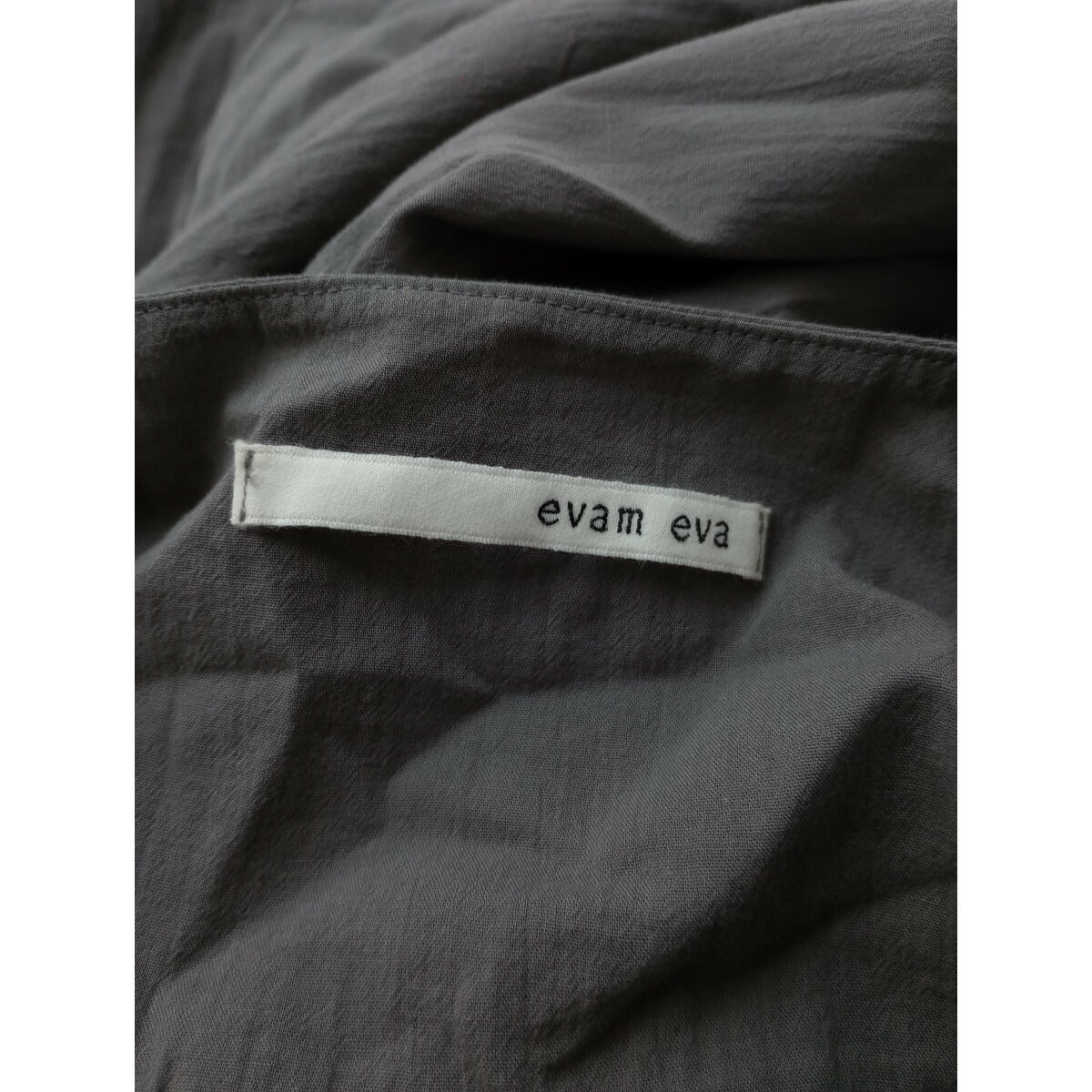 24SS evam eva エヴァムエヴァ コットン ギャザー ワンピース グレー【中古】