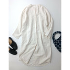 evam eva vie エヴァムエヴァ ヴィー ノーカラー リネン 麻 100％ シャツ ワンピース ロング 生成り【中古】