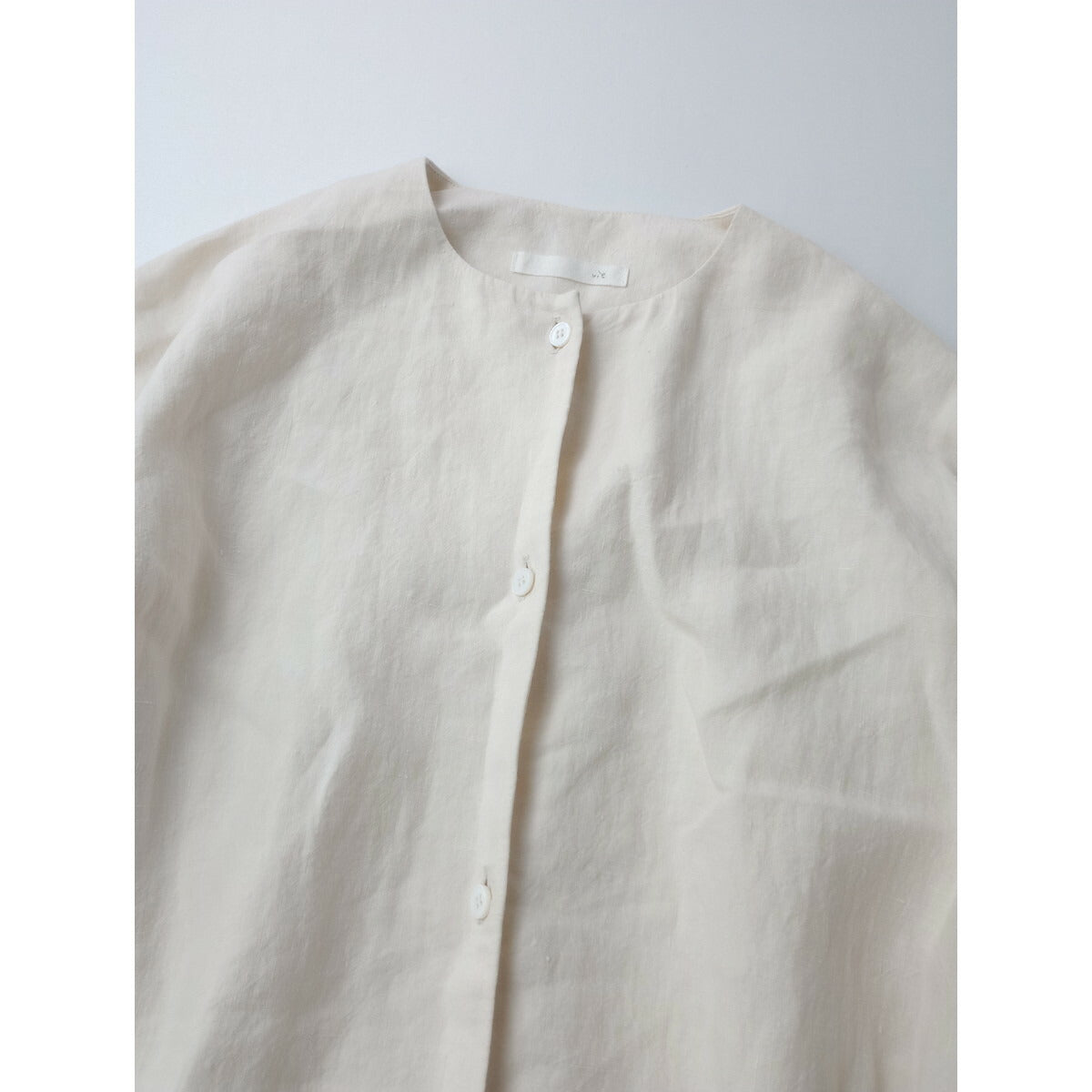 evam eva vie エヴァムエヴァ ヴィー ノーカラー リネン 麻 100％ シャツ ワンピース ロング 生成り【中古】