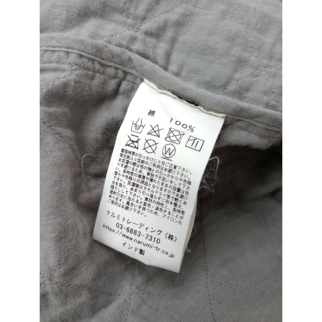 maison de soil メゾン ド ソイル コットン 綿 100％ ノーカラー キルティング ロング ノーカラー コート ネイビー グレー【中古】