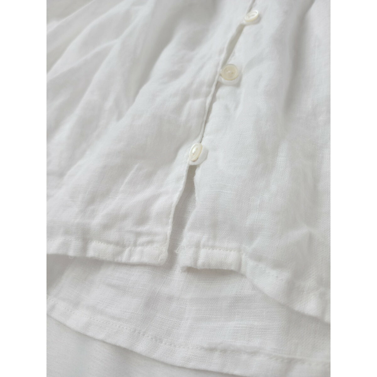 nest Robe ネストローブ リネン Vネック フリル ブラウス トップス ホワイト 白【中古】