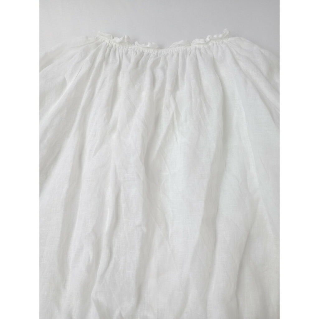 nest Robe ネストローブ リネン Vネック フリル ブラウス トップス ホワイト 白【中古】