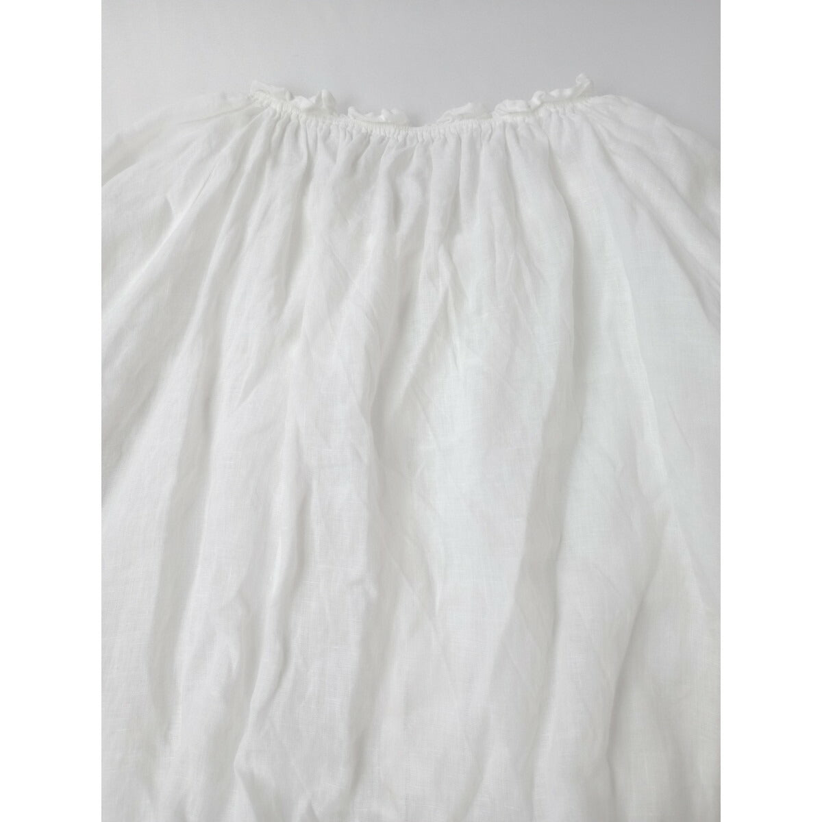 nest Robe ネストローブ リネン Vネック フリル ブラウス トップス ホワイト 白【中古】