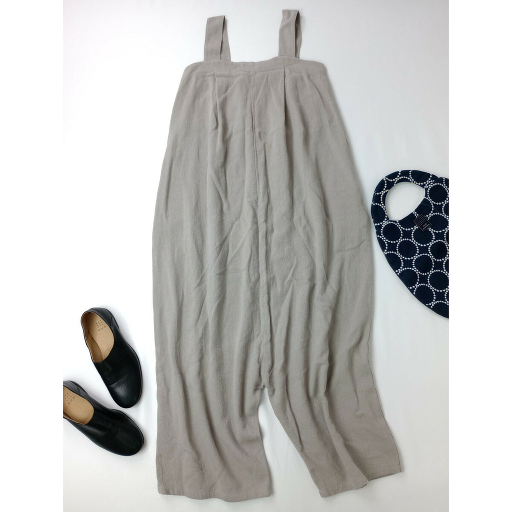 evam eva エヴァムエヴァ cotton linen salopette コットン リネン サロペット パンツ サルエル グレージュ 1【中古】