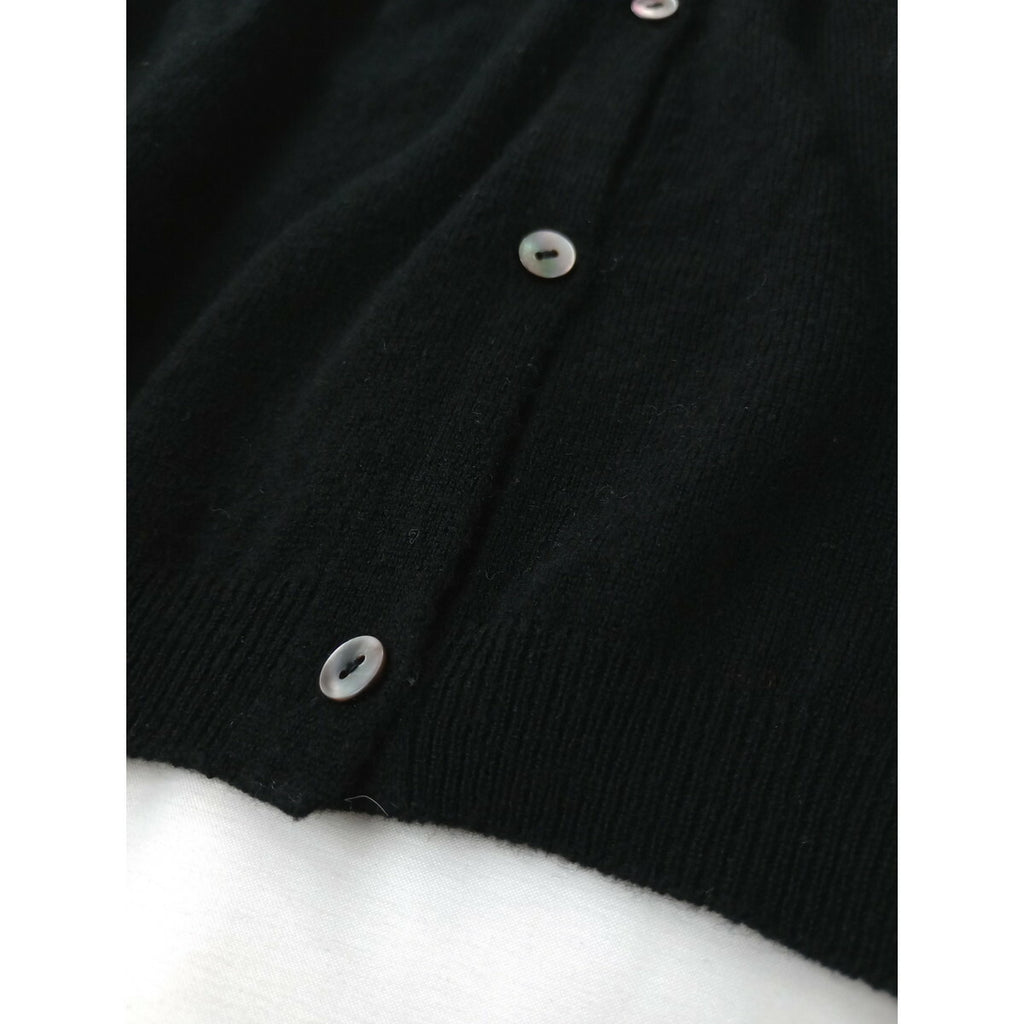 evam eva エヴァムエヴァ ハイゲージ アラシャン カシミヤ ニット カーディガン 黒 ブラック 2 (12M＋1744)【中古】