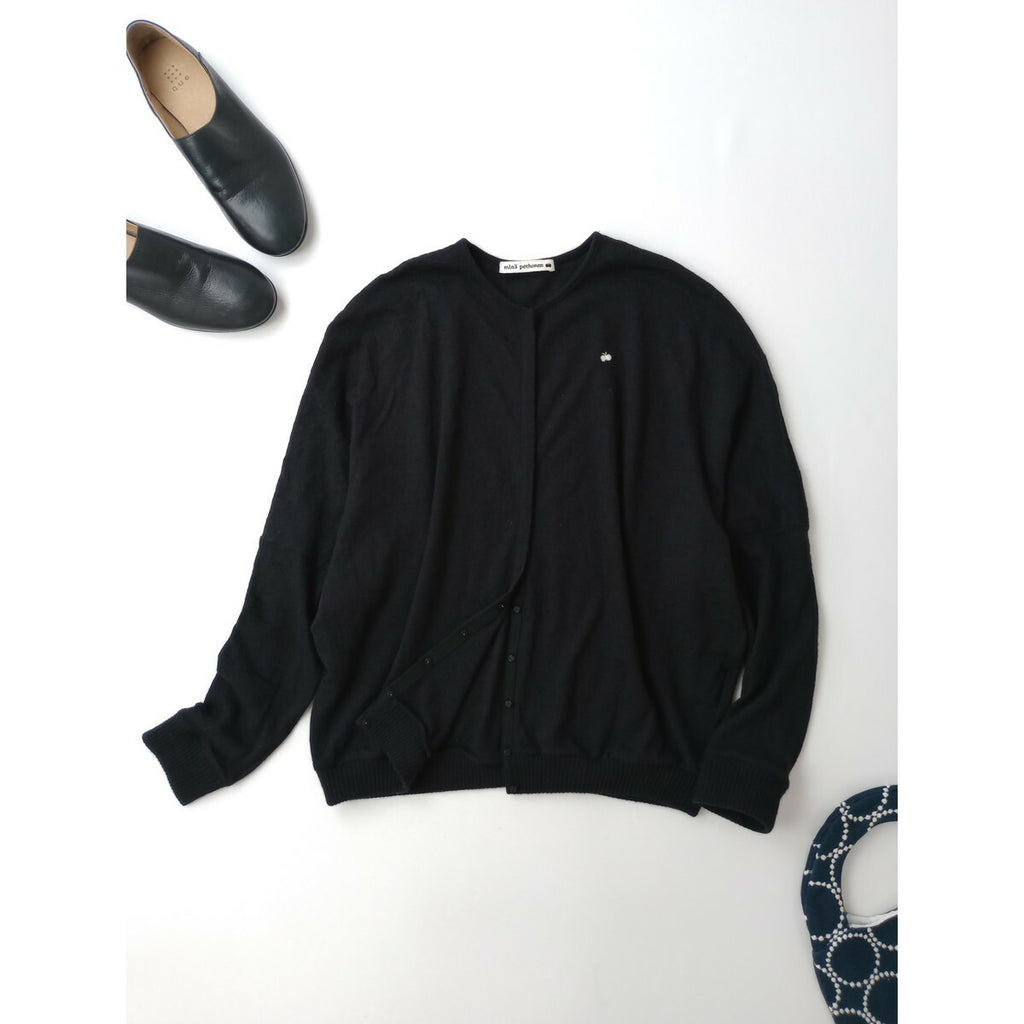 mina perhonen ミナペルホネン cozy アンゴラ 100％ ニット カーディガン黒 ブラック 36【中古】