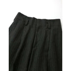 MARGARET HOWELL マーガレットハウエル ウール 毛 100％ ストライプ ストライプ タック パンツ ダークグレー 2 (12M＋1741)【中古】