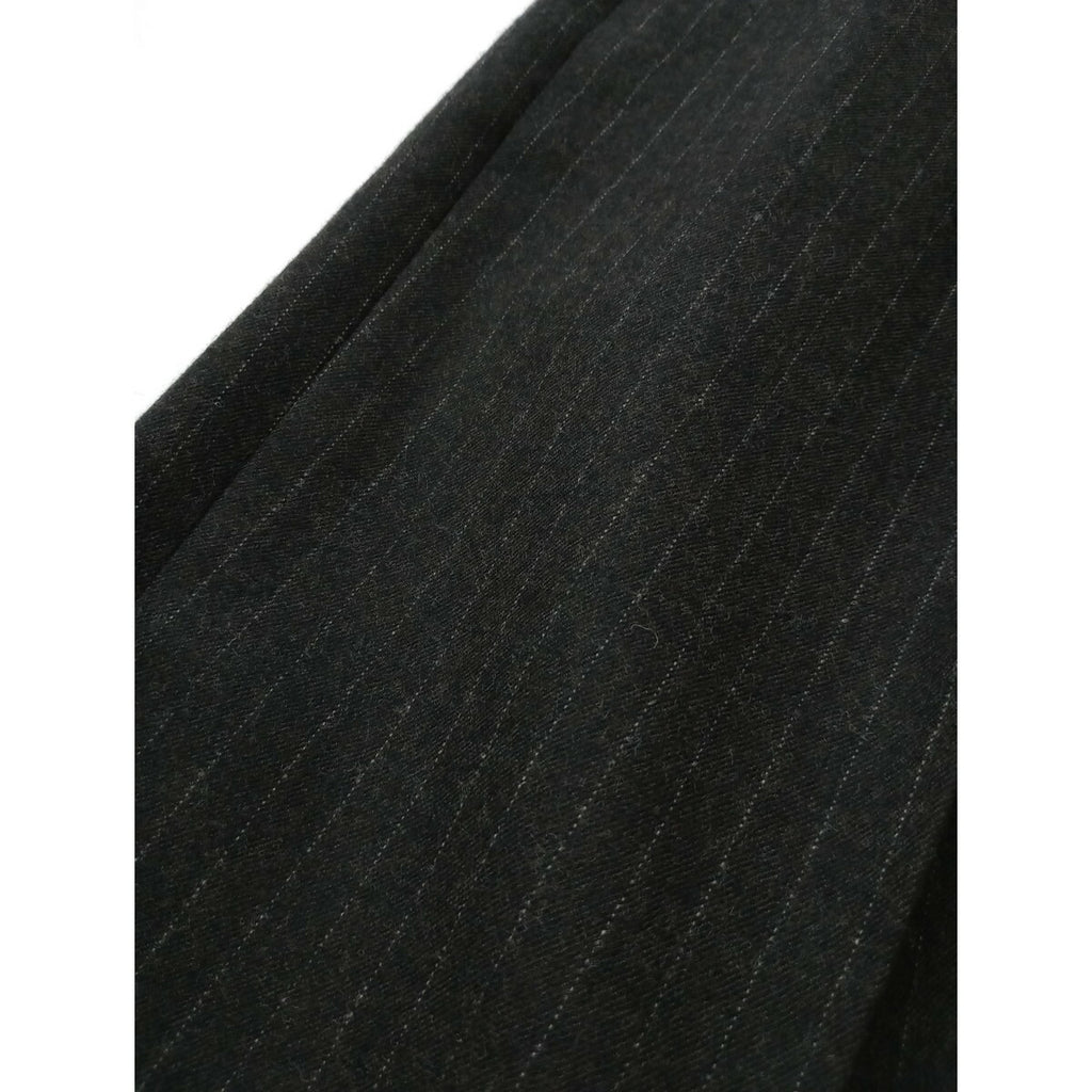 MARGARET HOWELL マーガレットハウエル ウール 毛 100％ ストライプ ストライプ タック パンツ ダークグレー 2 (12M＋1741)【中古】