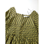 新品 SARA MALLIKA サラマリカ GEOMETRIC PATTERN DRESS 総柄 半袖 ロング ワンピース 黒 ブラック グリーンイエロー (17M＋3532)
