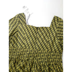 新品 SARA MALLIKA サラマリカ GEOMETRIC PATTERN DRESS 総柄 半袖 ロング ワンピース 黒 ブラック グリーンイエロー (17M＋3532)