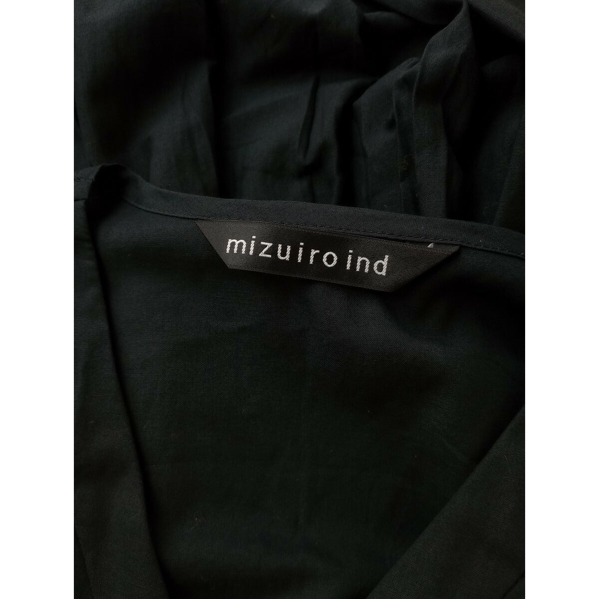 mizuiro ind ミズイロインド コットン 綿 100％ シアー ギャザー ロング ワンピース ドレス 黒 ブラック【中古】