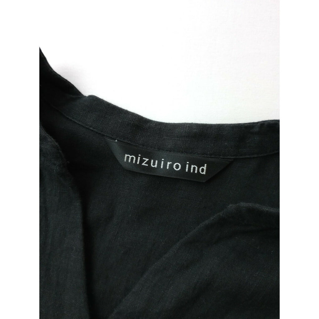mizuiro ind ミズイロインド リネン 麻 100％ コクーン シャツ ブラウス トップス バルーン 黒 ブラック【中古】