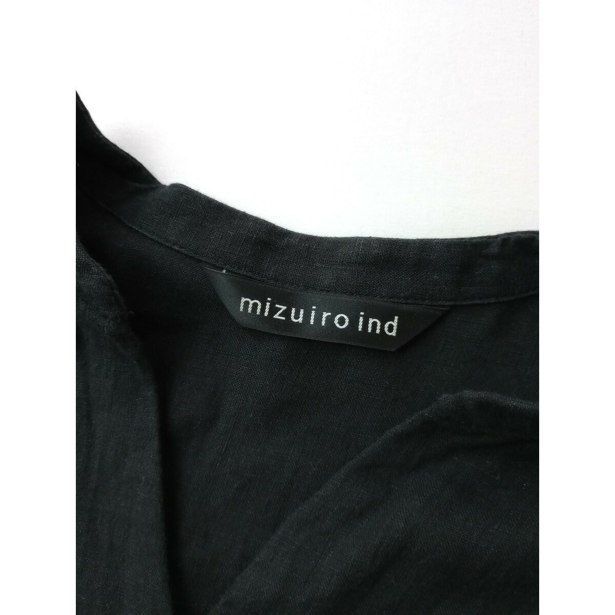 mizuiro ind ミズイロインド リネン 麻 100％ コクーン シャツ ブラウス トップス バルーン 黒 ブラック【中古】