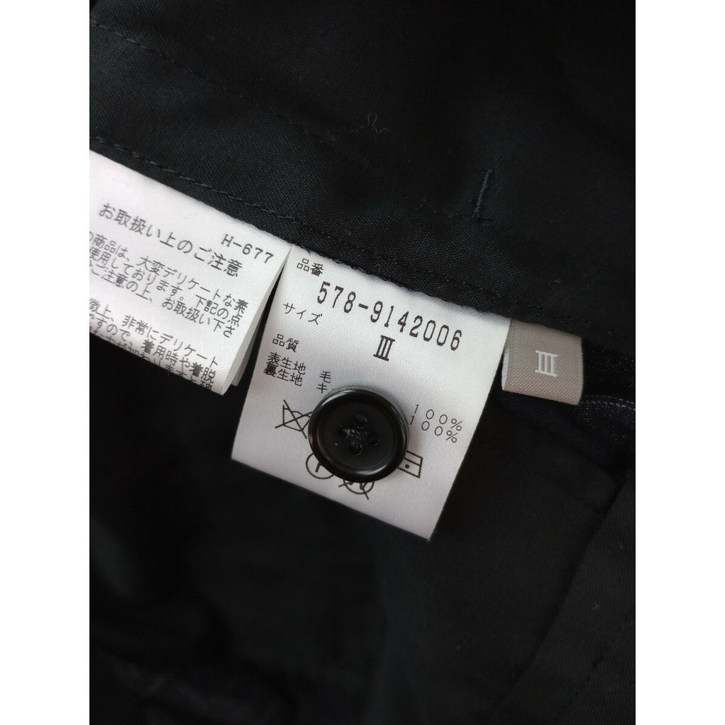 MARGARET HOWELL × FOX BROTHERS マーガレットハウエル フォックスブラザーズ ストライプ ウール 毛 100％ パンツ ダークネイビー 3【中古】