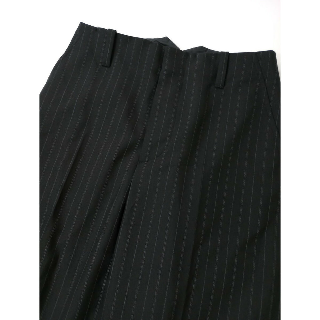 MARGARET HOWELL × FOX BROTHERS マーガレットハウエル STRIPE WOOL TROUSERSストライプ ウール 毛 100％ トラウザーパンツ 黒 ブラック 3【中古】