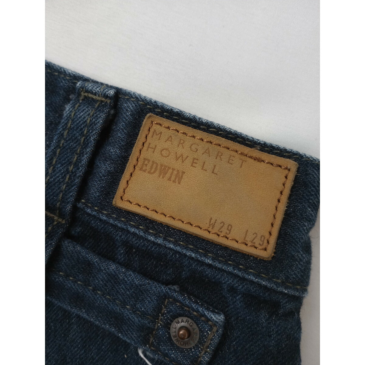 MARGARETHOWELL × EDWIN マーガレットハウエル エドウィン 20周年モデル コットン 綿 100％ デニム パンツ ネイビー 29×29【中古】