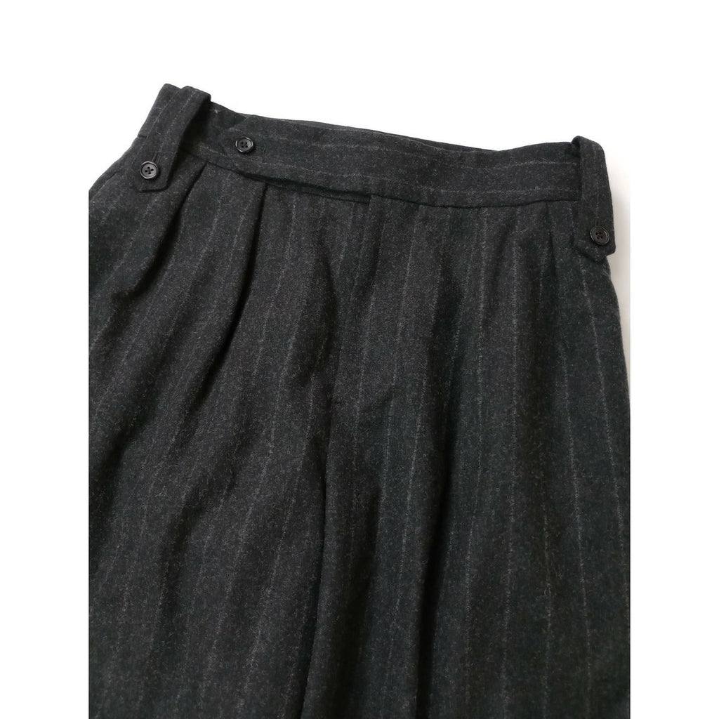 MARGARET HOWELL × FOX BROTHERS マーガレットハウエル ストライプ フランネル トラウザーパンツ グレー3 (12M＋0143)【中古】