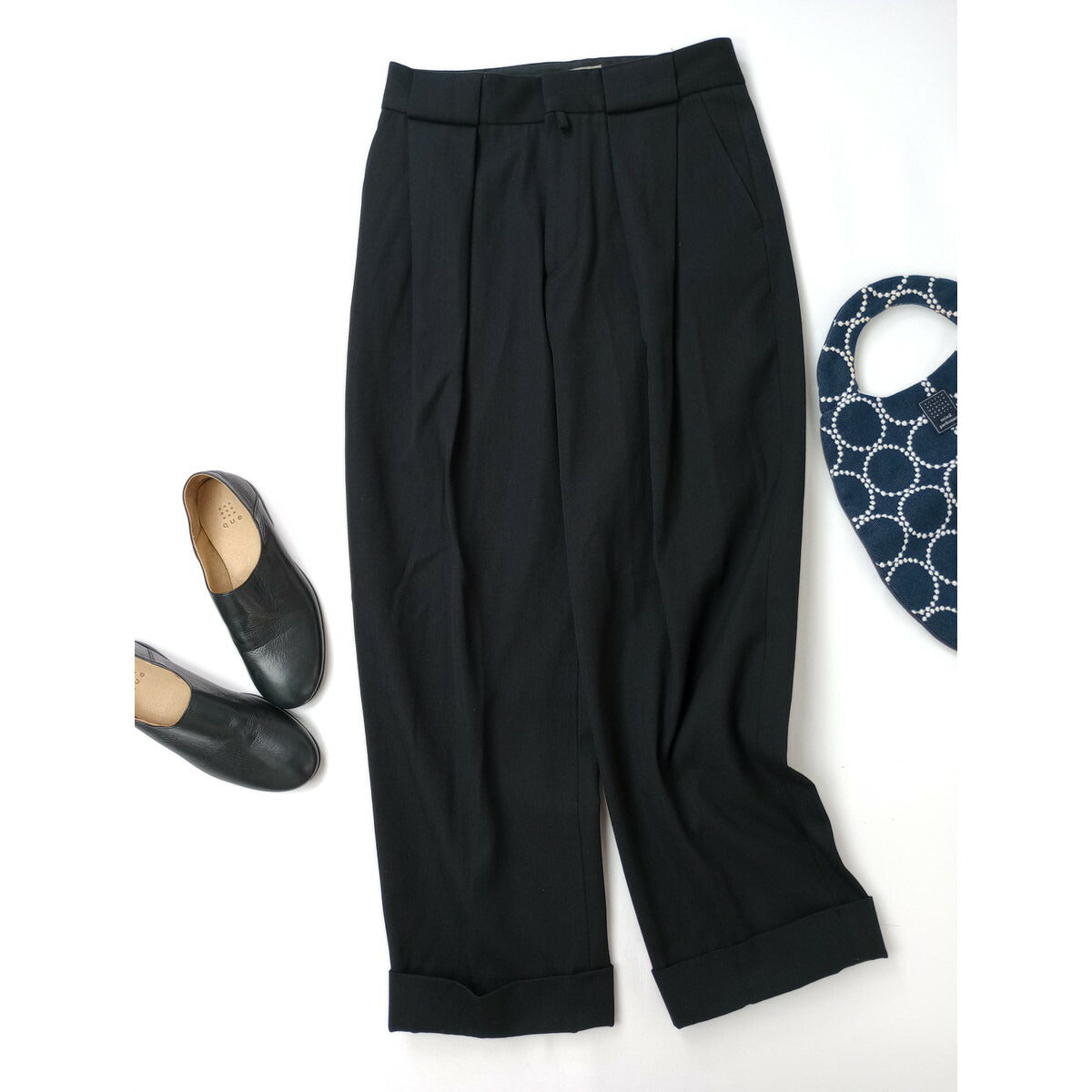 MARGARET HOWELL マーガレットハウエル WOOL COTTON TROUSERS ウール コットン トラウザーズ パンツ 2 黒 ブラック【中古】