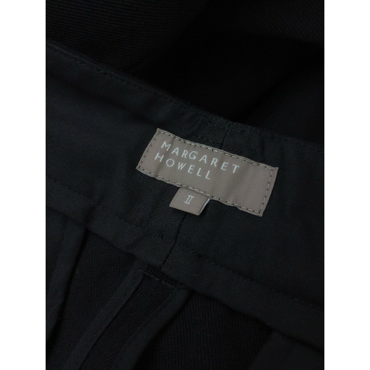 MARGARET HOWELL マーガレットハウエル WOOL COTTON TROUSERS ウール コットン トラウザーズ パンツ 2 黒 ブラック【中古】