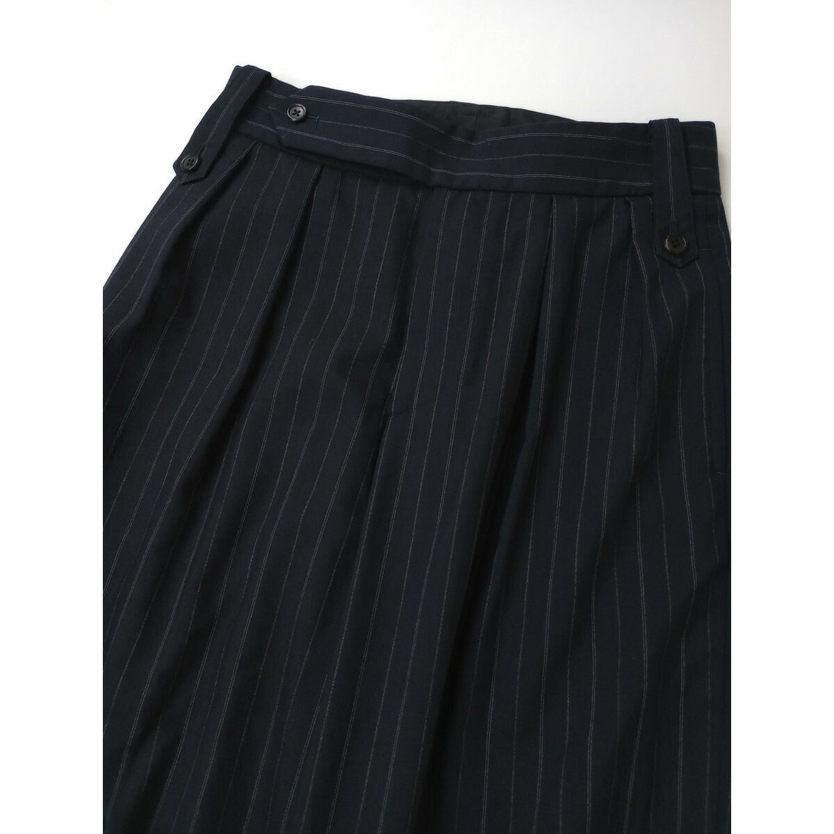MARGARET HOWELL × FOX BROTHERS マーガレットハウエル フォックスブラザーズ ストライプ ウール 毛 100％ パンツ ダークネイビー 3【中古】