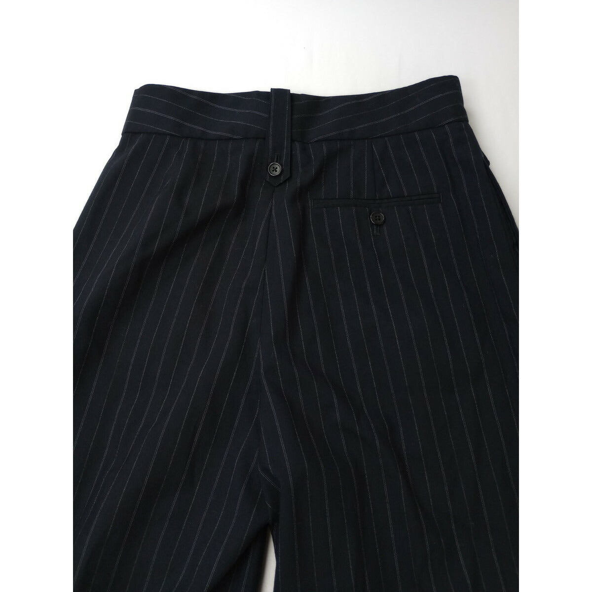 MARGARET HOWELL × FOX BROTHERS マーガレットハウエル フォックスブラザーズ ストライプ ウール 毛 100％ パンツ ダークネイビー 3【中古】