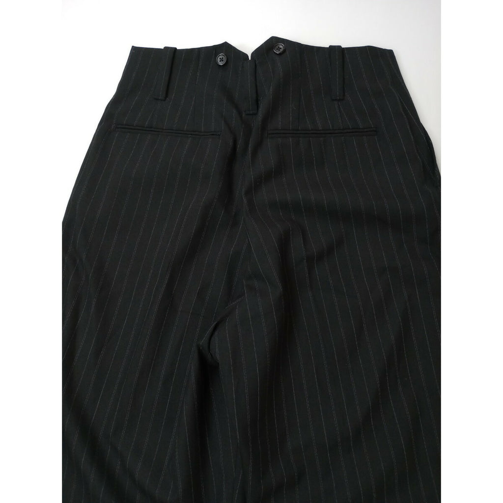 MARGARET HOWELL × FOX BROTHERS マーガレットハウエル STRIPE WOOL TROUSERSストライプ ウール 毛 100％ トラウザーパンツ 黒 ブラック 3【中古】