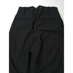 MARGARET HOWELL × FOX BROTHERS マーガレットハウエル STRIPE WOOL TROUSERSストライプ ウール 毛 100％ トラウザーパンツ 黒 ブラック 3【中古】