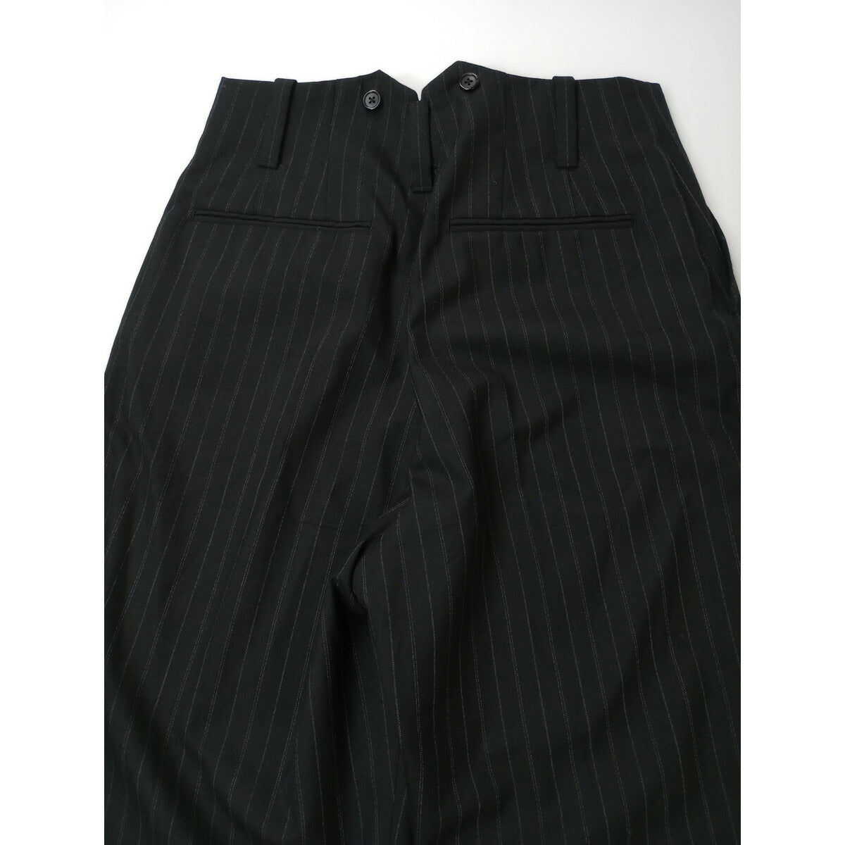 MARGARET HOWELL × FOX BROTHERS マーガレットハウエル STRIPE WOOL TROUSERSストライプ ウール 毛 100％ トラウザーパンツ 黒 ブラック 3【中古】