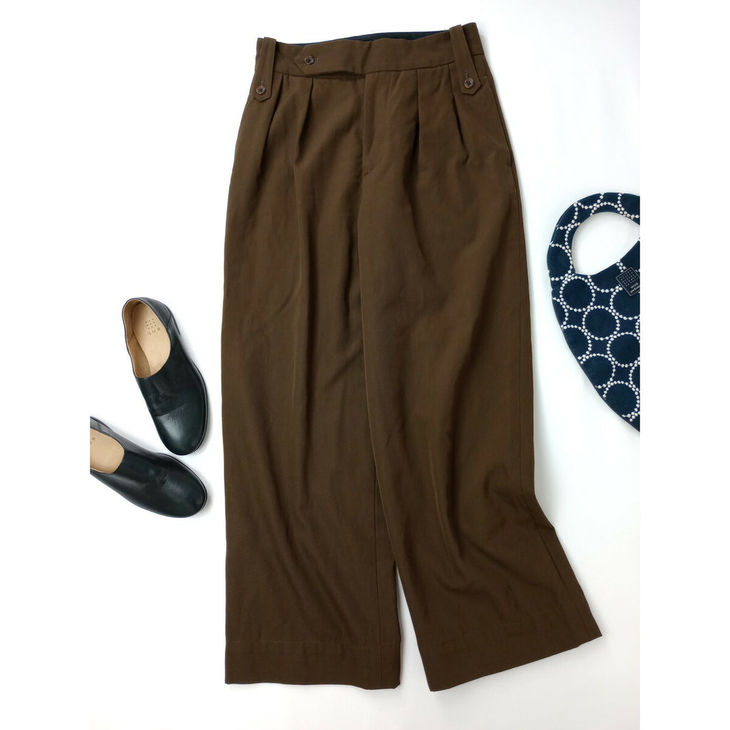 MARGARET HOWELL マーガレットハウエル DRY WOOL TWILL TROUSERS ウール 毛 100％ ツイル トラウザーパンツ 3 ブラウン【中古】