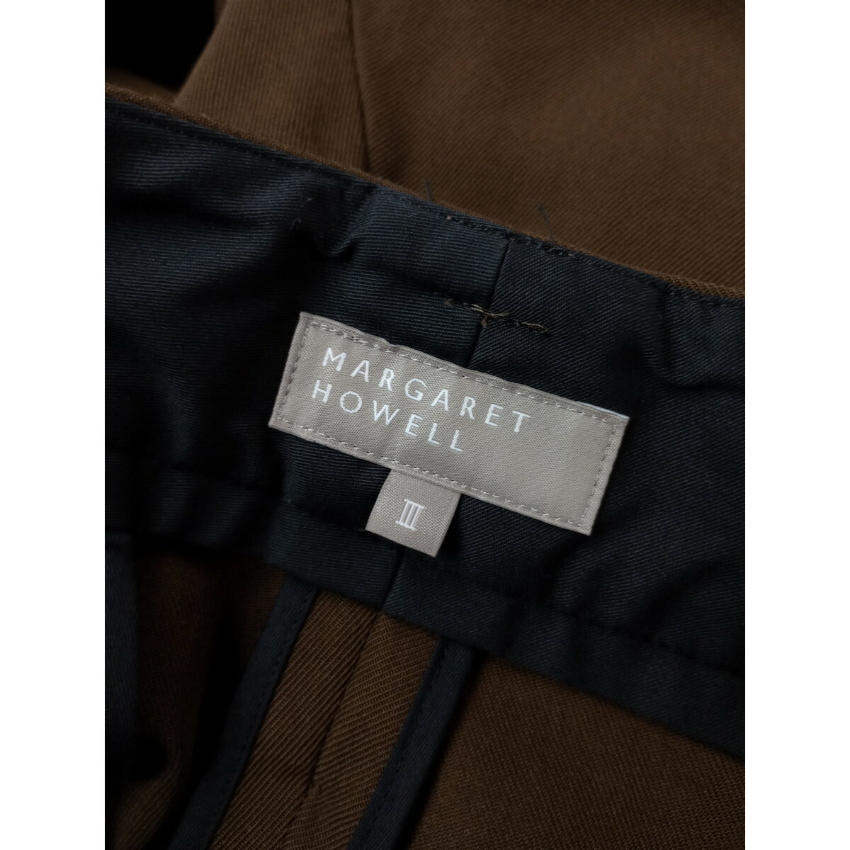 MARGARET HOWELL マーガレットハウエル DRY WOOL TWILL TROUSERS ウール 毛 100％ ツイル トラウザーパンツ 3 ブラウン【中古】