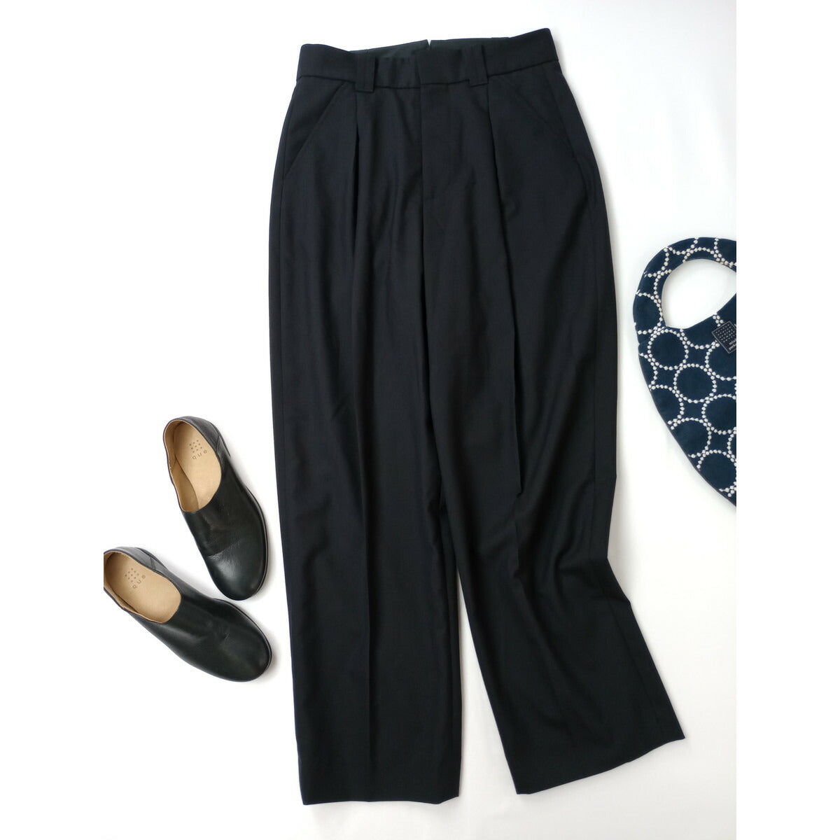 MARGARET HOWELL × FOX BROTHERS マーガレットハウエル SUMMER WOOL サマー ウール 毛 100％ トラウザーパンツ 黒 ブラック 3【中古】